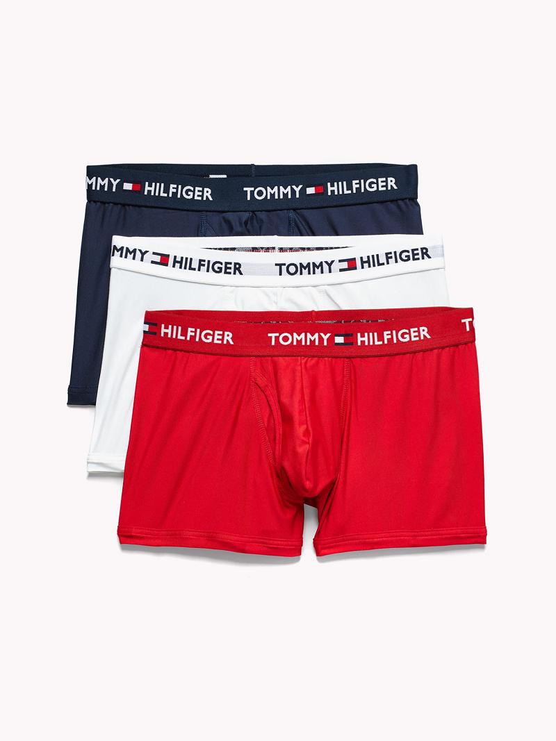 Férfi Tommy Hilfiger Everyday microfiber trunk 3pk Trunks Piros Fehér Sötétkék | HU 1297HAP